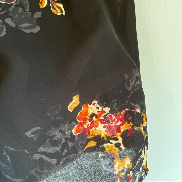 Sheer Sleeveless Floral Halter Blouse Black Multi Medium - Picture 4 of 5